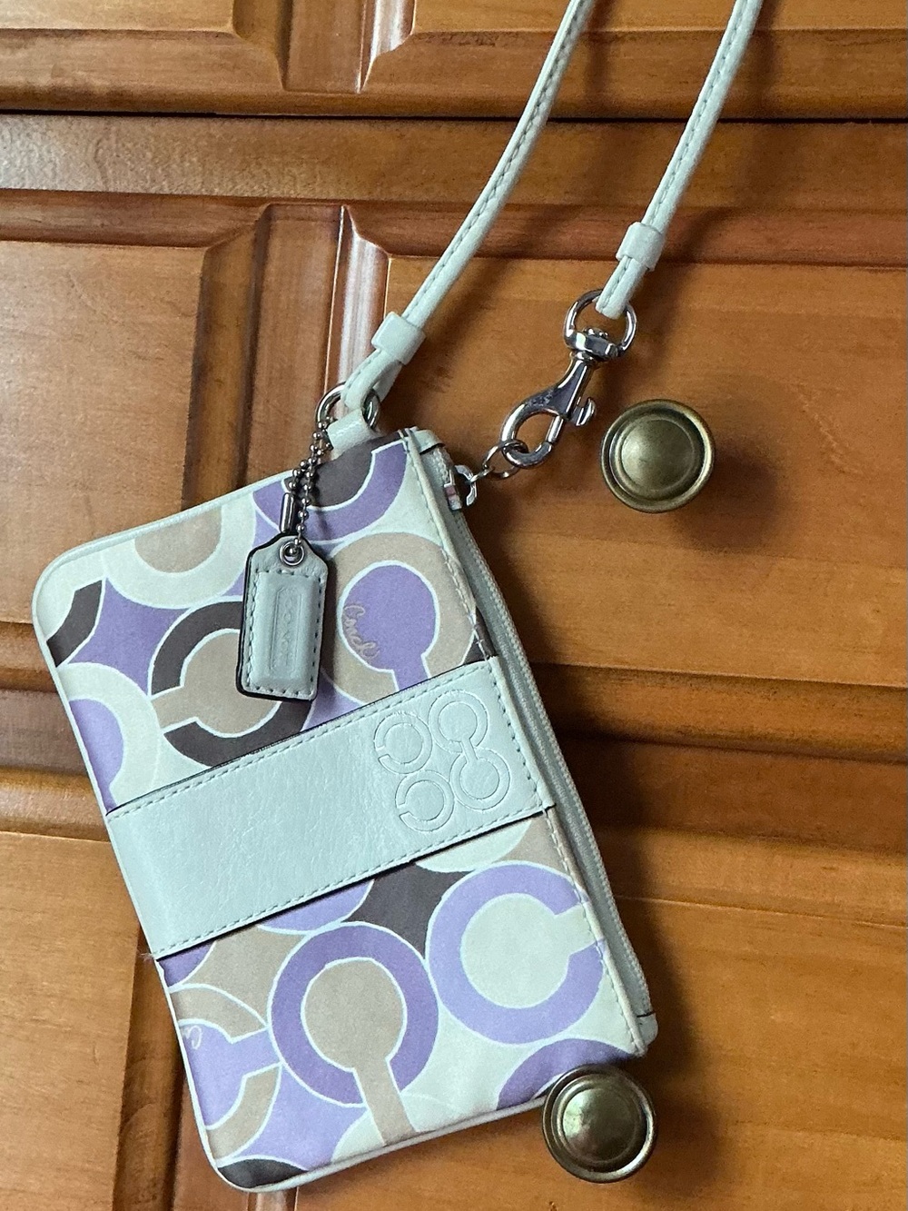 Coach OP Art Alexandra Lilac/Taupe Wristlet